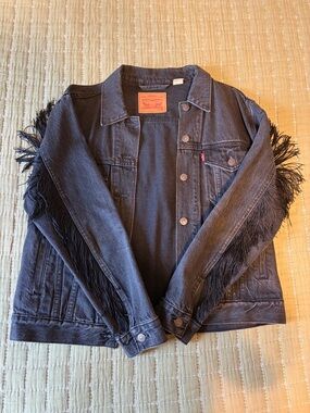 Levi's Black Denim Jacket with Fringe